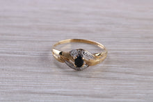 Load image into Gallery viewer, Dainty Blue Sapphire and Diamond Ring