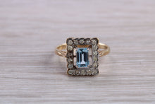 Load image into Gallery viewer, Blue Topaz and Diamond set Yellow Gold Ring
