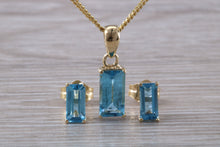 Load image into Gallery viewer, Baguette cut Blue Topaz Necklace with Matching Stud Earrings