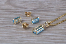 Load image into Gallery viewer, Baguette cut Blue Topaz Necklace with Matching Stud Earrings