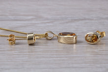 Load image into Gallery viewer, Oval cut Citrine Earrings and Matching Necklace set in Yellow Gold