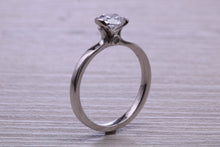Load image into Gallery viewer, One carat Moissanite Diamond set in Four Claw Platinum Solitaire