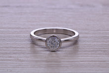Load image into Gallery viewer, Dainty Rub over set Moissanite Diamond Platinum Solitaire