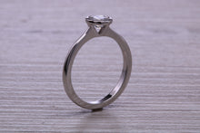 Load image into Gallery viewer, Dainty Rub over set Moissanite Diamond Platinum Solitaire