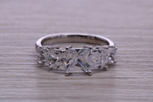 Load image into Gallery viewer, Very Dressy Four carat traditional Princess cut Moissanite Diamond Eternity Ring