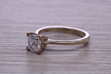 Load image into Gallery viewer, One carat Princess cut Moissanite Diamond set Platinum Solitaire
