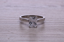Load image into Gallery viewer, Two carat Emerald cut Moissanite Diamond Solitaire