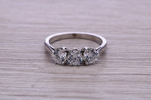 Load image into Gallery viewer, Three Quarter carat Trilogy Diamond set Platinum Ring