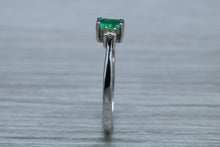 Load image into Gallery viewer, Dainty Emerald and Diamond Trilogy Ring