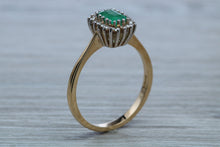 Load image into Gallery viewer, Emerald and Diamond Halo set Ring
