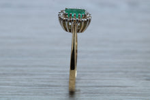 Load image into Gallery viewer, Emerald and Diamond Halo set Ring