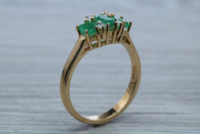 Load image into Gallery viewer, Two carats Three Emeralds and Diamond set Ring