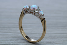 Load image into Gallery viewer, Fiery Opal and Diamonds set Yellow Gold Ring