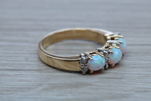 Load image into Gallery viewer, Fiery Opal and Diamonds set Yellow Gold Ring