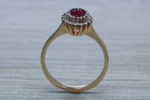 Load image into Gallery viewer, Oval cut Ruby and Diamond Cluster Ring