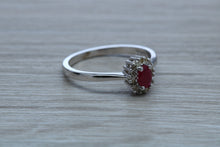 Load image into Gallery viewer, Petite Ruby and Diamond set White Gold Cluster Ring