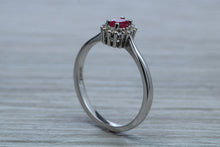 Load image into Gallery viewer, Petite Ruby and Diamond set White Gold Cluster Ring