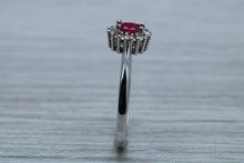 Load image into Gallery viewer, Petite Ruby and Diamond set White Gold Cluster Ring