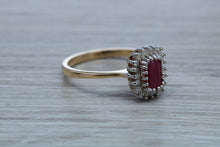 Load image into Gallery viewer, Stunning 1.25 carat Ruby and Diamond Cluster Ring,