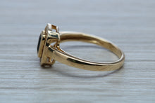 Load image into Gallery viewer, Halo set Royal Blue Sapphire and Diamond Ring