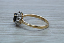Load image into Gallery viewer, Halo set Blue Sapphire and Diamond Ring