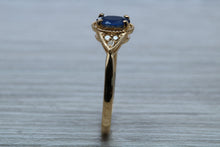Load image into Gallery viewer, Oval cut Blue Sapphire and Diamond Ring