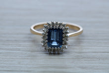 Load image into Gallery viewer, Halo set 1.50 carat Royal Blue Sapphire and Diamond Ring