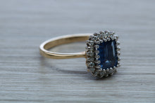 Load image into Gallery viewer, Halo set 1.50 carat Royal Blue Sapphire and Diamond Ring