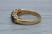 Load image into Gallery viewer, Blue Sapphire and Diamond Eternity Ring