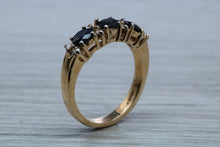 Load image into Gallery viewer, Blue Sapphire and Diamond Eternity Ring
