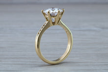 Load image into Gallery viewer, Three carat Moissanite Diamond with Natural Diamonds set 18ct Gold Ring