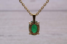 Load image into Gallery viewer, Bottle Green Emerald Solitaire set 18ct Yellow Gold Necklace