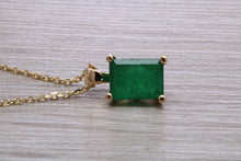 Load image into Gallery viewer, Two carat Natural Emerald Solitaire Necklace