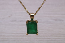 Load image into Gallery viewer, Two carat Natural Emerald Solitaire Necklace