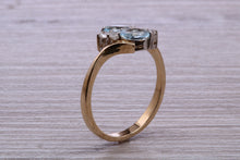 Load image into Gallery viewer, Sky Blue Topaz and Diamond set Yellow Gold Ring