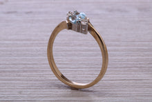 Load image into Gallery viewer, Sky Blue Topaz and Diamond set Yellow Gold Ring