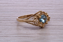 Load image into Gallery viewer, Swiss Blue Topaz set Yellow Gold Ring