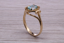 Load image into Gallery viewer, Swiss Blue Topaz set Yellow Gold Ring