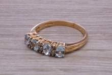 Load image into Gallery viewer, Sky Blue Topaz and Diamond set Yellow Gold Ring