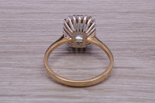 Load image into Gallery viewer, One carat Blue Topaz and Diamond set Yellow Gold Cluster Ring