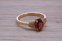 Load image into Gallery viewer, Garnet and Diamond Gemstone set Gold Ring