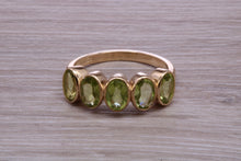 Load image into Gallery viewer, 1.50 carat Five stone Peridot Gemstone set Gold Ring