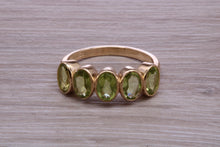 Load image into Gallery viewer, 1.50 carat Five stone Peridot Gemstone set Gold Ring