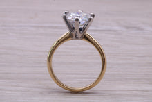 Load image into Gallery viewer, Very Large 3 carat Moissanite Diamond set Two Tone Gold Solitaire
