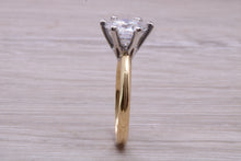 Load image into Gallery viewer, Very Large 3 carat Moissanite Diamond set Two Tone Gold Solitaire