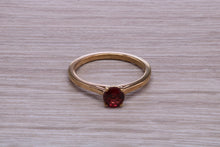 Load image into Gallery viewer, Quarter carat Rhodolite Garnet set Gold Solitaire Ring