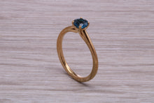 Load image into Gallery viewer, Dainty London Blue Topaz set Yellow Gold Ring