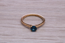 Load image into Gallery viewer, Dainty London Blue Topaz set Yellow Gold Ring