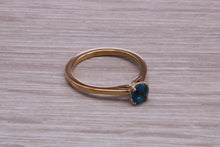 Load image into Gallery viewer, Dainty London Blue Topaz set Yellow Gold Ring