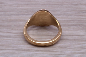 Chunky Oval Yellow Gold Signet Ring, Made from Solid Cast Gold, British Hallmarked